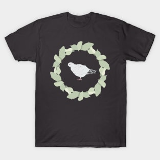 White Pigeon in Leaf Circle T-Shirt